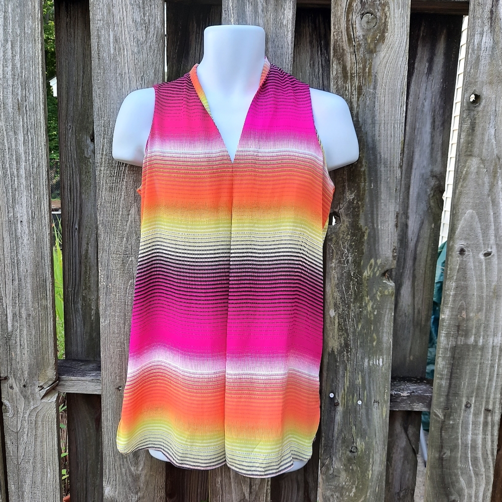 Worthington sleeveless Tunic/Blouse Size Small, Bright Neon colors, Electric